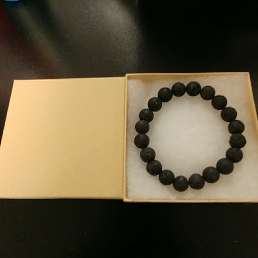 Midnight Black Lava Rock Stone Bracelet - Picture 8 of 8
